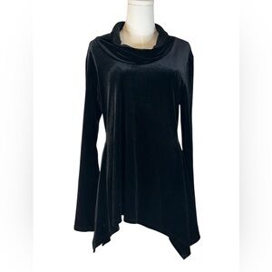 Boston Proper Black Velvet Asymmetrical Tunic Dress Size L
